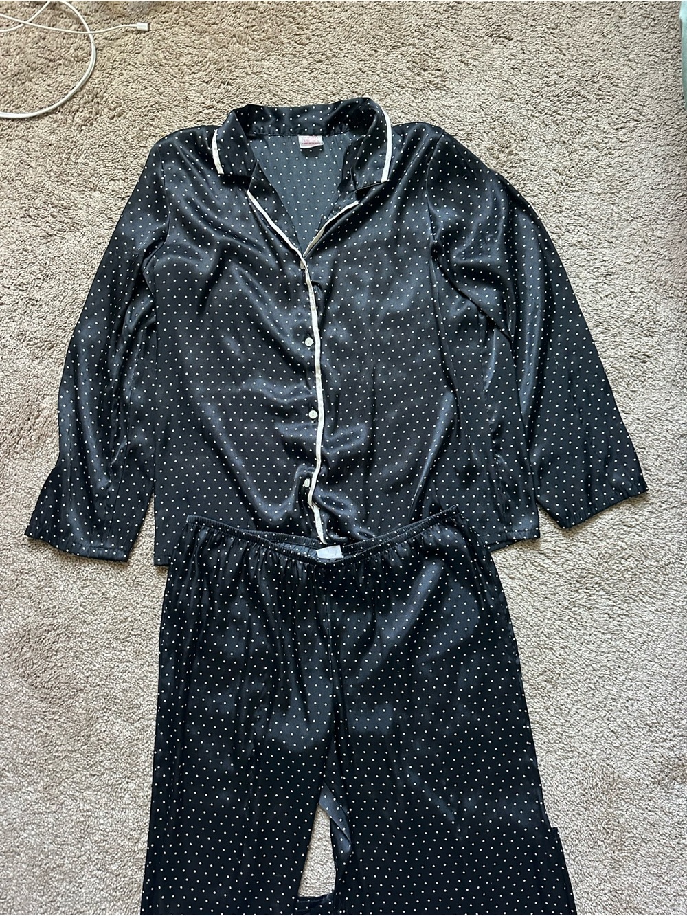 Vintage Y2K Satin Polka Dot Pajama Set